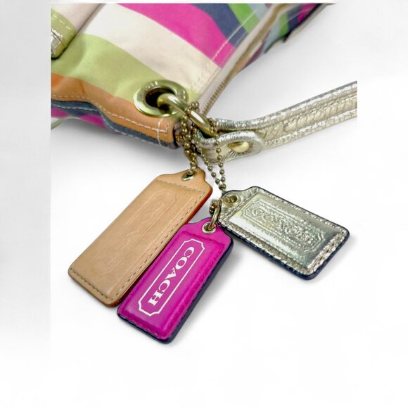 COACH Poppy Legacy multicolor sequin striped Hippie bag & wallet - Picture 3 of 15